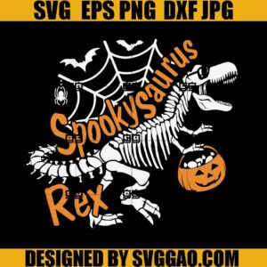 Spooky Saurus Rex SVG, Halloween Dinosaur SVG, T-Rex Skeleton SVG