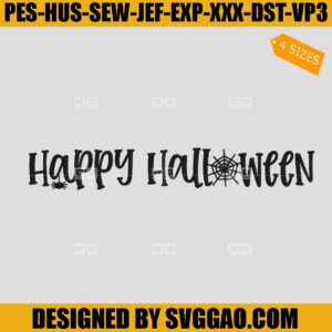 Happy Halloween Embroidery, Spider Halloween Embroidery Machine File
