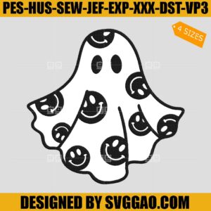 Smiley Ghost Embroidery Design, Cute Ghost Embroidery Machine File
