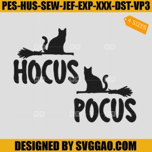 Hocus Pocus Cat Embroidery Design, Wich Cat Embroidery Machine File