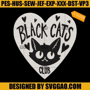 Black Cats Club Embroidery Design, Cat Embroidery Machine File