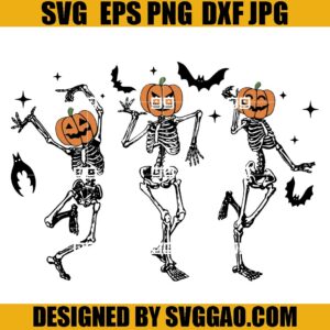 Dancing Skeleton SVG, Dancing Pumpkin Head Skeleton SVG, Skeleton Pumpkin Halloween SVG
