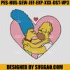 Homer Kiss Heart Embroidery, Homer Embroidery, Homer Love Embroidery Machine File