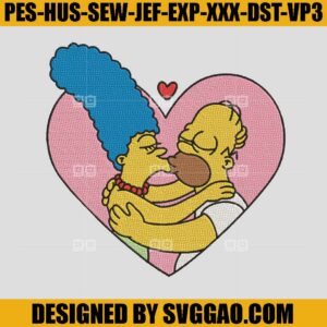 Homer Kiss Heart Embroidery, Homer Embroidery, Homer Love Embroidery Machine File