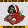 Black girl Santa Embroidery Design, Christmas Embroidery Machine File
