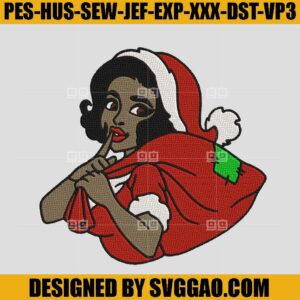 Black girl Santa Embroidery Design, Christmas Embroidery Machine File