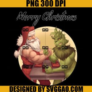 Santa vs Grinch Christmas Armwrestling PNG, Santa Grinch Christmas PNG