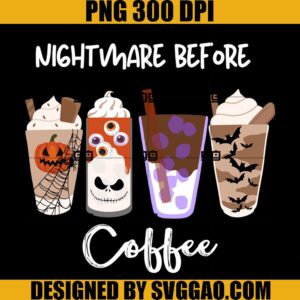 Nightmare Coffee Latte PNG, Fall PNG, Pumpkin Spice PNG, Coffee Pumpkin PNG