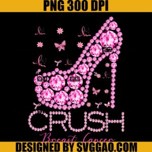 Crush Breast Cancer Awareness Bling Pink Ribbon PNG, Crush Breast Cancer PNG
