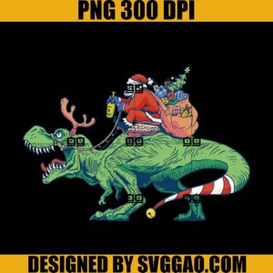 Cool Anti Christmas PNG, Santa Claus PNG, T Rex Christmas PNG