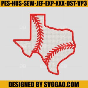 Texas Outline Embroidery Design, Baseball Texas Embroidery, Map Outline Embroidery Machine File