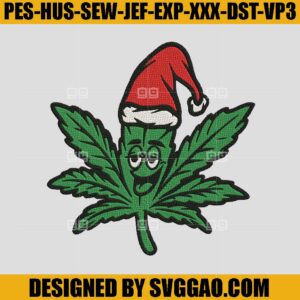 Merry Weedmas Embroidery Design, Cannabis Christmas Embroidery Machine File