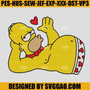Homer Love Embroidery Design, Homer Simpson Embroidery Machine File