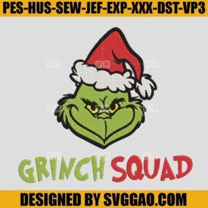 Grinch Squad Embroidery Design, Face Grinch Embroidery File