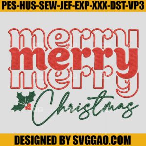 Merry Christmas Embroidery Design, Xmas Embroidery File