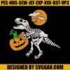 Halloween Dinosaur Embroidery Design, Dinosaur Skeleton Embroidery File
