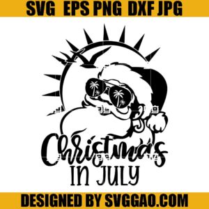 Christmas In July SVG, Santa With Sunglasses SVG, Xmas Santa SVG