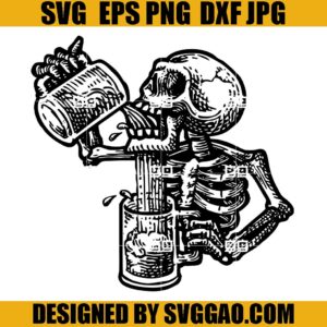 Skeleton Alcohol Beer SVG, Skeleton Coffee Halloween SVG