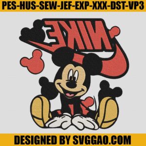Nike Mickey Mouse Embroidery File, Disney Mikey Embroidery File