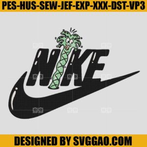 Coconut Tree Nike Embroidery Design, Summer Embroidery File