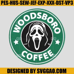 Woodsboro Coffee Embroidery Design, Ghostface Embroidery Machine File