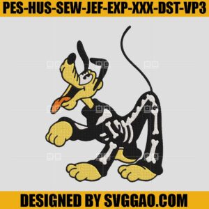 Pluto Skeleton Embroidery Design, Pluto Halloween Embroidery Machine File