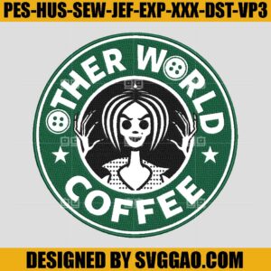 Other World Coffee Embroidery Design, Halloween Embroidery Machine File