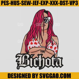 Karol G Red Hair Embroidery Design, Bichota Embroidery Machine File