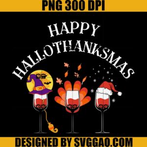 Happy Hallothanksmas With Wine PNG, Hallothanksmas PNG