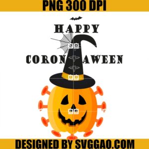 Happy Coronaween PNG, Pumpkin Witch PNG