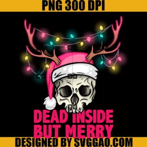 Dead Inside But Merry PNG, Santa Skull Christmas PNG