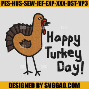 Turkey Greeting For Thanksgiving Embroidery Design, Happy Turkrey Day Embroidery File