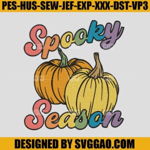 Spooky Season Embroidery Design, Pumpkin Embroidery File