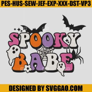 Spooky Babe Embroidery Design, Spooky Season Embroidery File