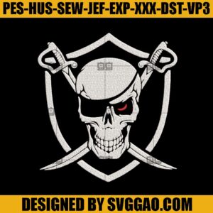 Skull Sword Embroidery Design, Halloween Embroidery File