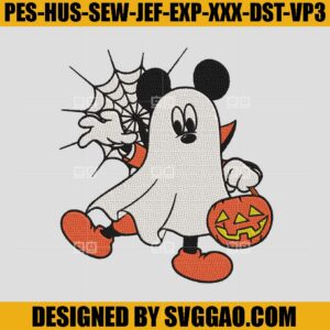 Mickey Pumpkin Embroidery Design, Boo Mickey Embroidery File