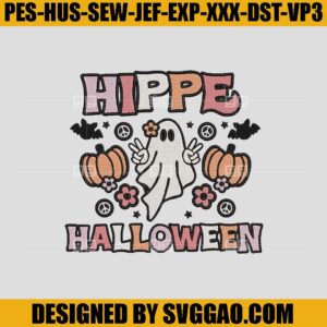 Hippie Ghost Halloween Embroidery DEsign, Boo Halloween Embroidery File