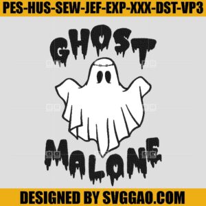 Ghost Malone Embroidery Design, Boo Halloween Embroidery File