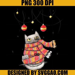 Cat And Kitten With Red Scarf PNG, Cat Merry Christmas PNG