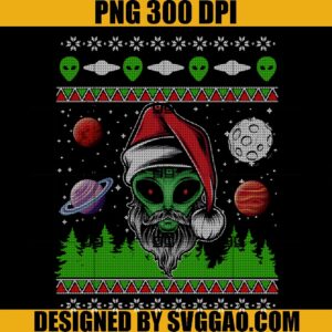 Alien ET UFO Ugly Christmas Sweater PNG, UFO Christmas PNG