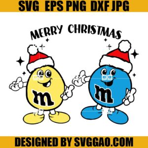 M and M Chirstmas SVG, Santa Hat SVG, Merry Christmas SVG