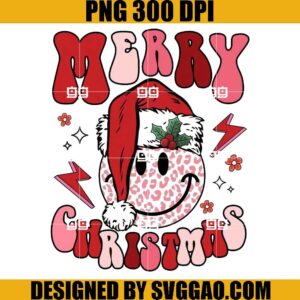 Merry Christmas Retro SVG, Santa Smile SVG, Christmas Leopard SVG