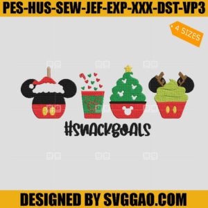 Snack Goals Christmas Embroidery Design, Disney Xmas Embroidery Design