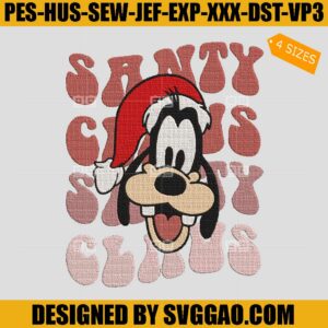 Santy Claus Goofy Embroidery Design, Goofy Christmas Embroidery Design