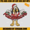 Pluto Merry Christmas Embroidery Design, Santa Pluto Embroidery Design