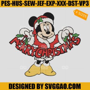 Mickey Minnie Merry Christmas Embroidery Design, Santa Mickey Mnnie Embroidery Design