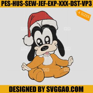 Babies Goofy Christmas Embroidery Design, Santa Hat Baby Goofy Embroidery Design
