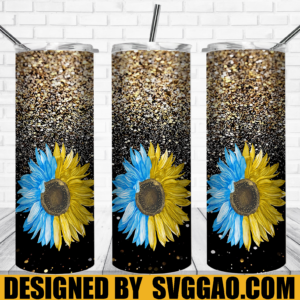Ukraine PNG 20oz Skinny Tumbler Template PNG, Glitter Sunflower Tumbler Tumbler Template PNG File Digital