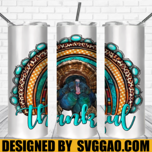 Thanksgiving Rainbow With Turkey 20oz Skinny Tumbler Designs PNG, Sublimation Designs PNG