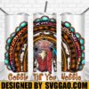 Gobble Till You Wobble 20oz Skinny Tumbler Template PNG, Thanksgiving Rainbow Tumbler Template PNG File Digital